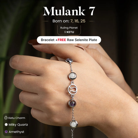 Mulank 7 Ketu Crystal Bracelet with FREE Raw Selenite Plate