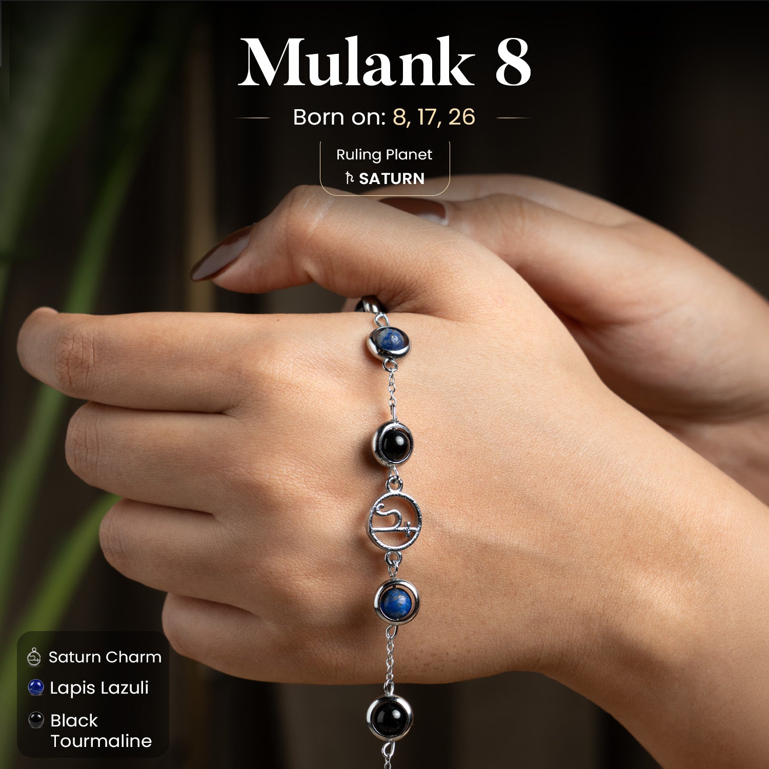 Mulank 8 Saturn | Crystal Bracelet for Women