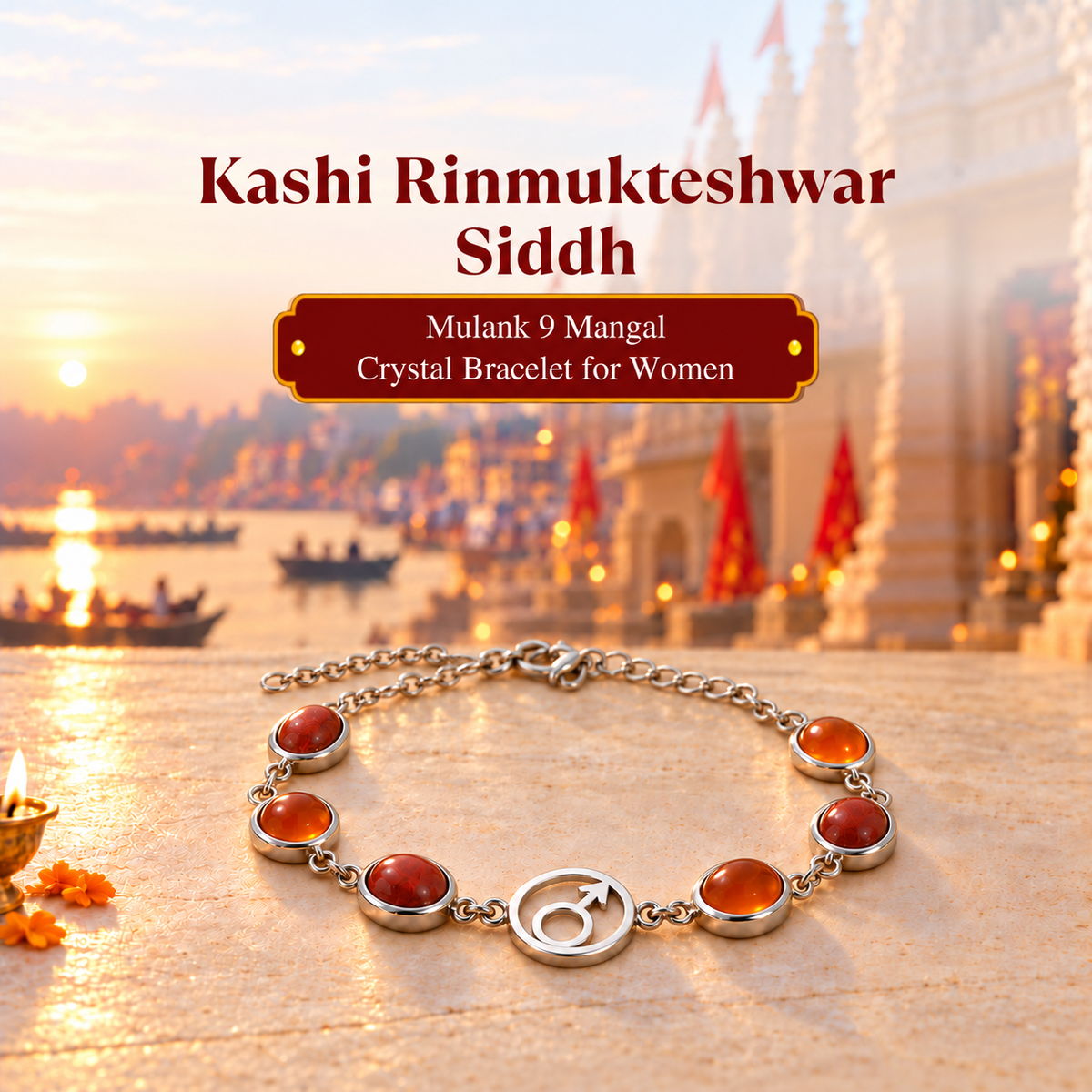 Rinmukteshwar Siddh Mulank 9 Mangal Bracelet with FREE Raw Selenite Plate
