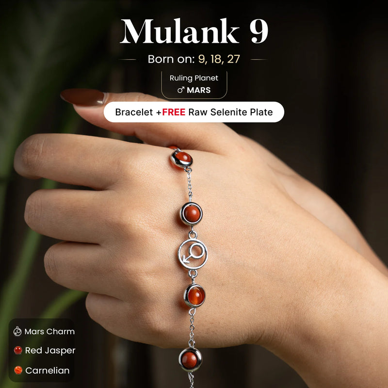 Mulank 9 Mangal Crystal Bracelet with FREE Raw Selenite Plate