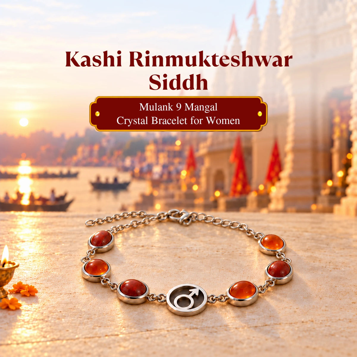 Rinmukteshwar Siddh Mulank 9 Mangal Bracelet with FREE Raw Selenite Plate