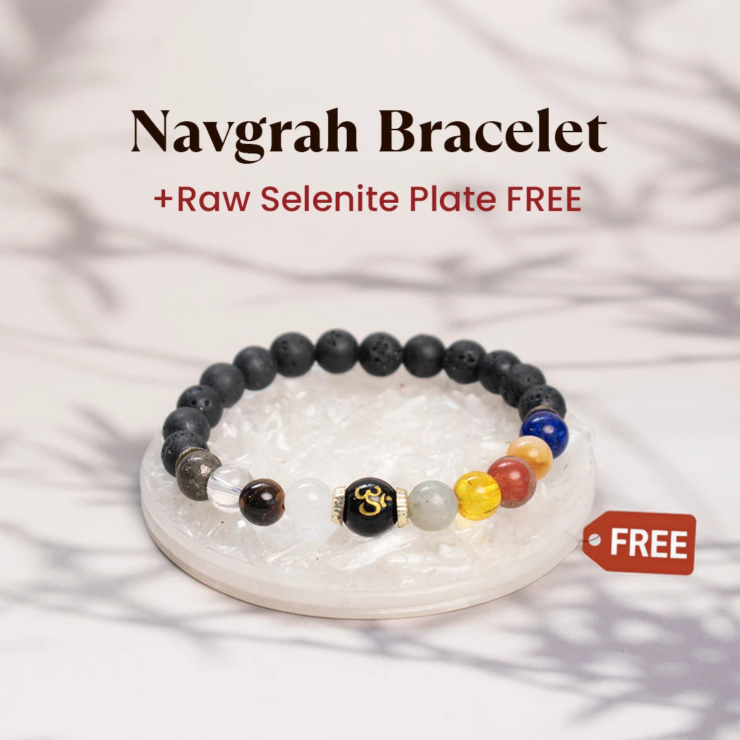 Navgrah Shanti Bracelet with FREE Raw Selenite Plate