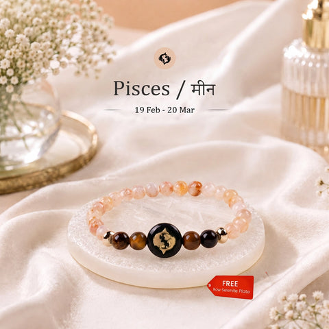 Pisces (मीन राशि) Zodiac Citrine & Tiger Eye Bracelet for Women