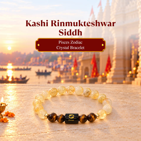 Rinmukteshwar Siddh Pisces Zodiac Bracelet for Women with Free Raw Selenite Plate