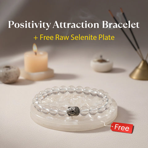 Positivity Attraction Bracelet with FREE Raw Selenite Plate