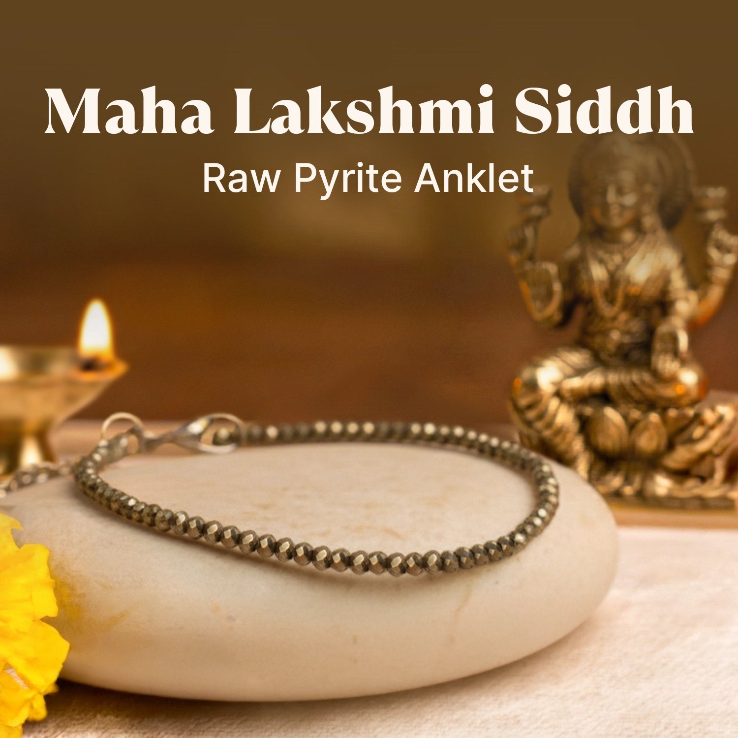 Maha Lakshmi Siddh Raw Pyrite Anklet