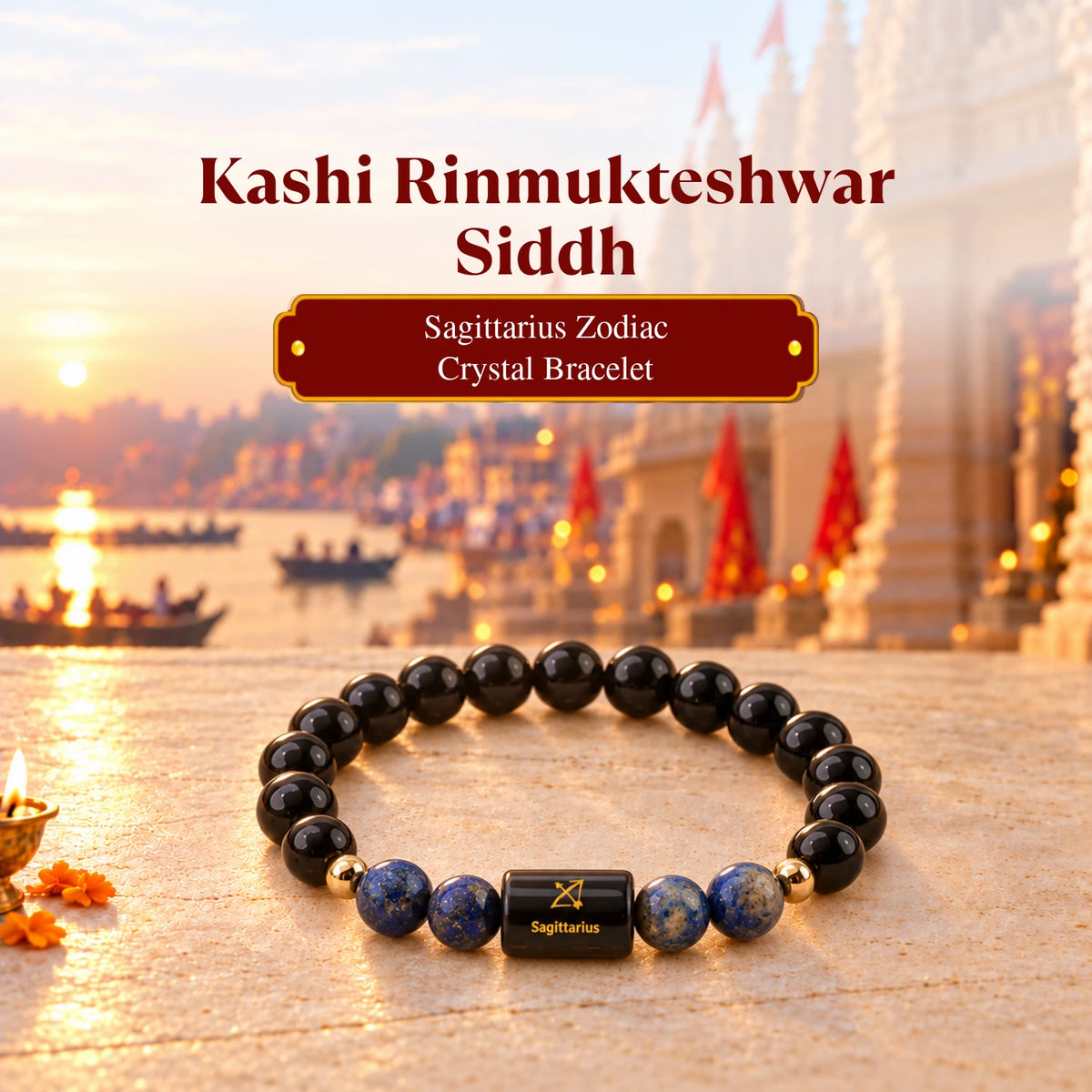 Rinmukteshwar Siddh Sagittarius Zodiac Bracelet With FREE Raw Selenite Plate