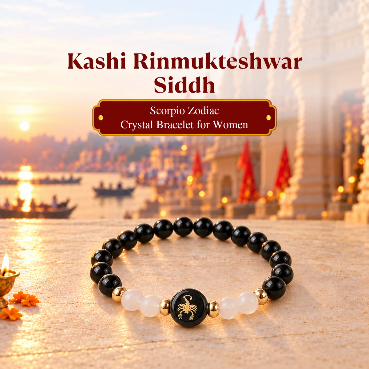 Rinmukteshwar Siddh Scorpio Zodiac Bracelet for Women with Free Raw Selenite Plate