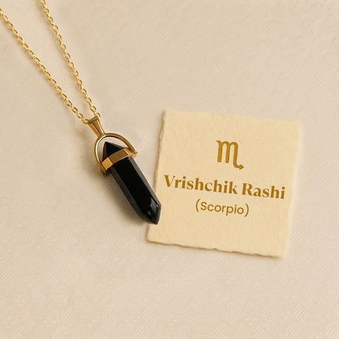 Obsidian Pencil Pendant (Vrishchik Rashi) Scorpio