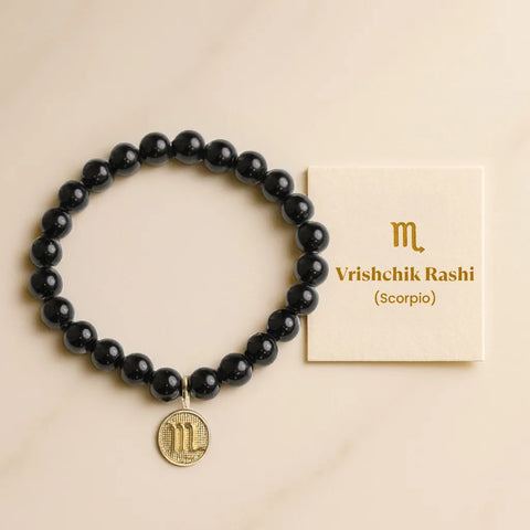 Obsidian Bracelet with Charm (Vrishchik Rashi) Scorpio