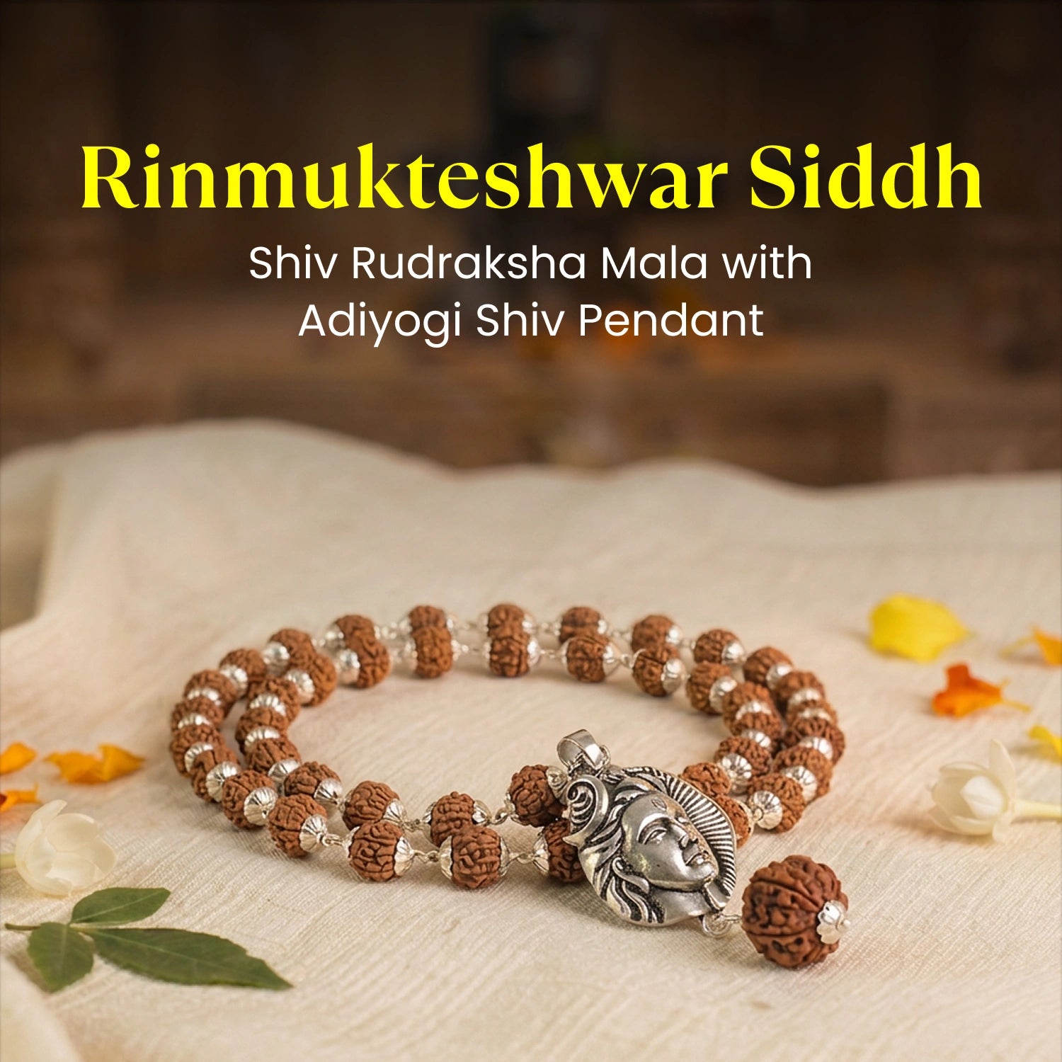 Rinmukteshwar Siddh Shiv Rudraksha Mala with Adiyogi Shiv Pendant
