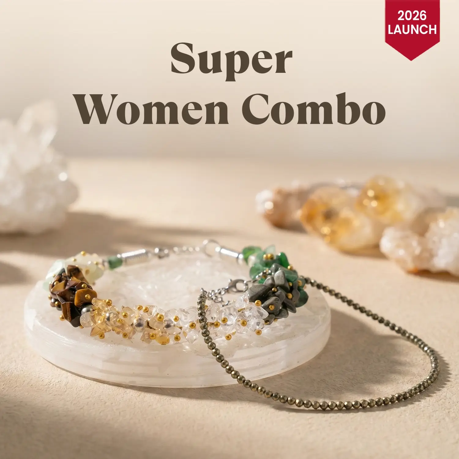 Super-Women Combo: Pyrite Anklet with Dhan Yog Chips Bracelet