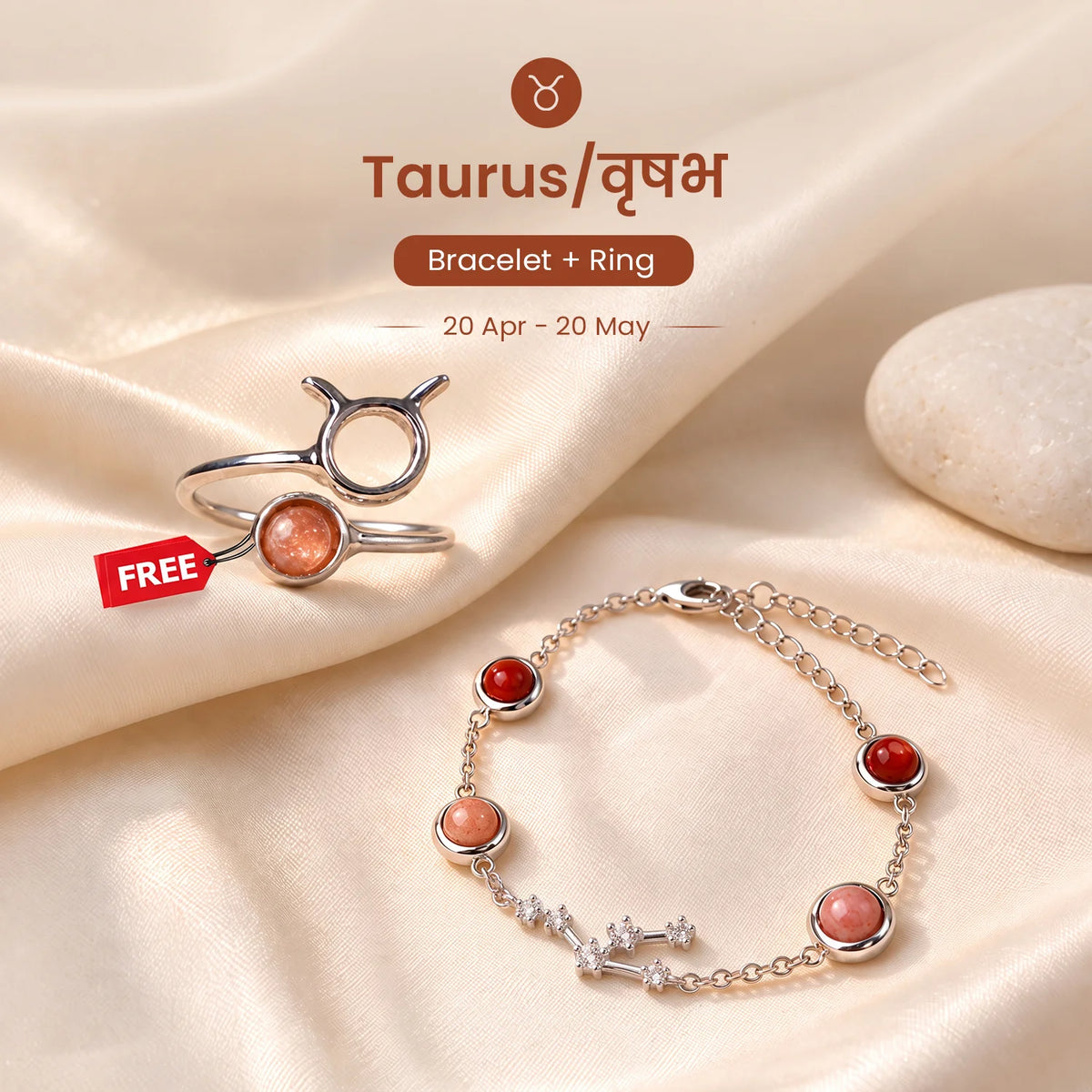 Taurus Constellation Bracelet with Free Ring