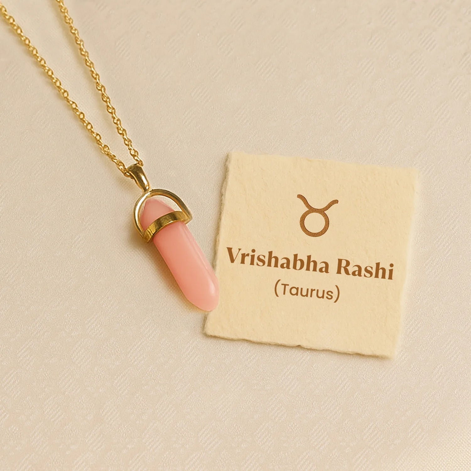 Rose Quartz Pencil Pendant (Vrishabha Rashi) Taurus