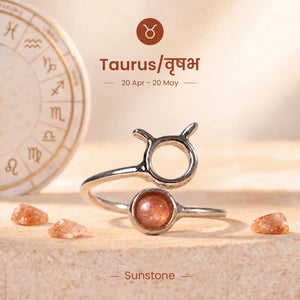 Taurus Zodiac Ring with Sunstone