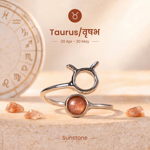 Taurus Zodiac Ring with Sunstone