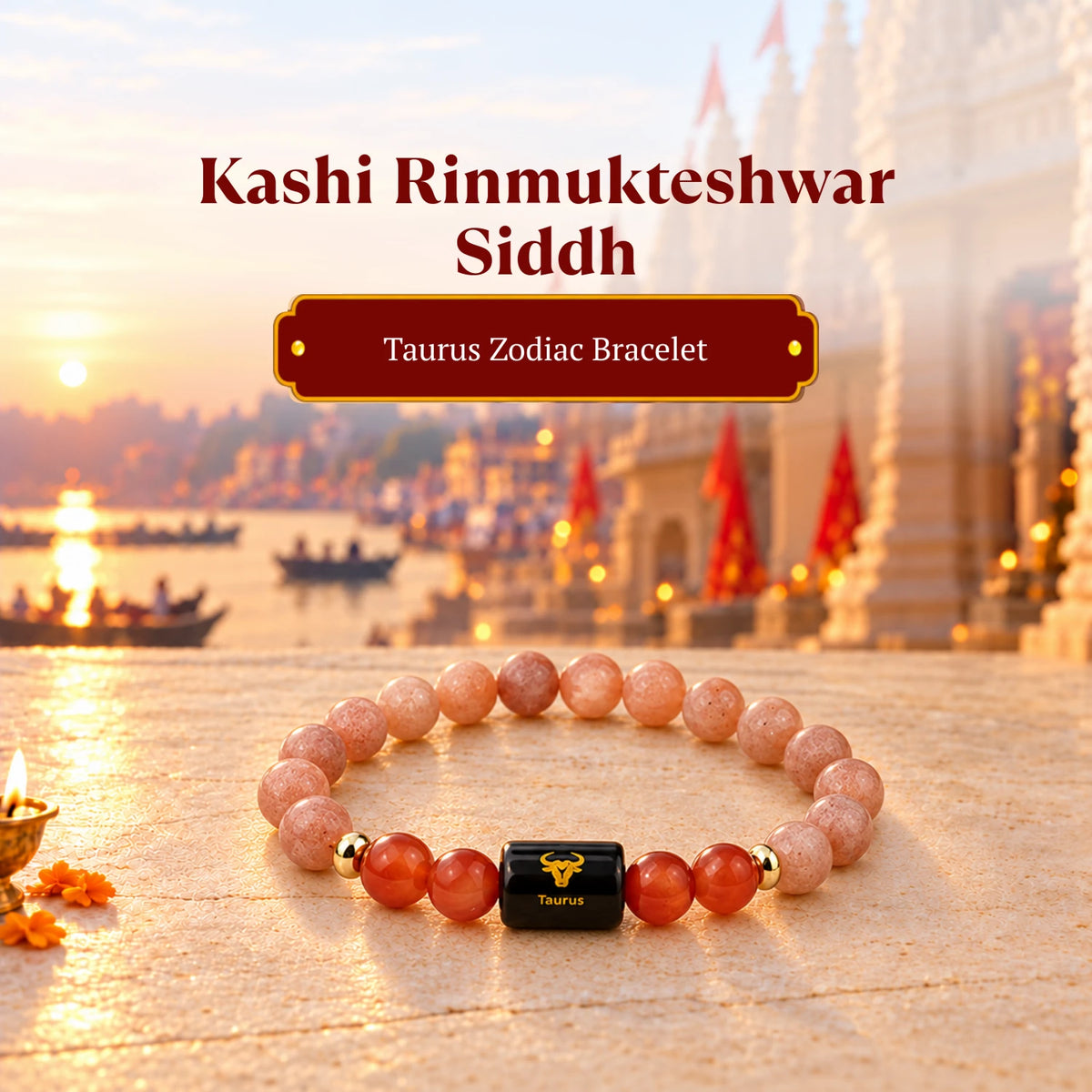 Rinmukteshwar Siddh Taurus Zodiac Bracelet With FREE Raw Selenite Plate