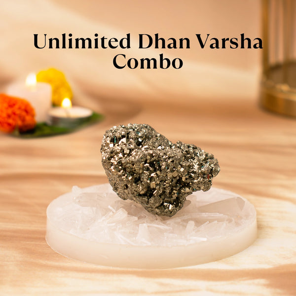 Unlimited Dhan Varsha Combo with Raw Selenite Plate
