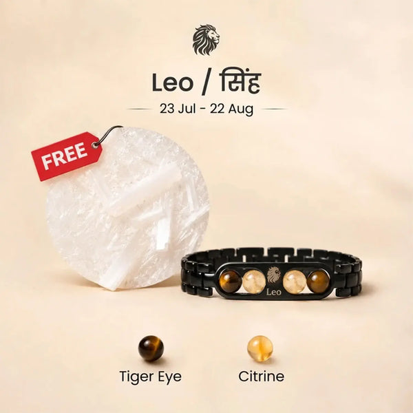 Leo Zodiac Metal Bracelet with FREE Raw Selenite Plate worth ₹729