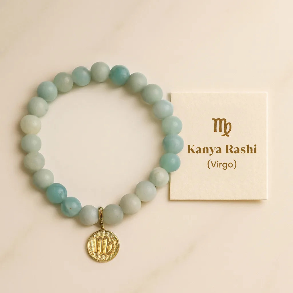 Amazonite Bracelet with Charm (Kanya Rashi) Virgo