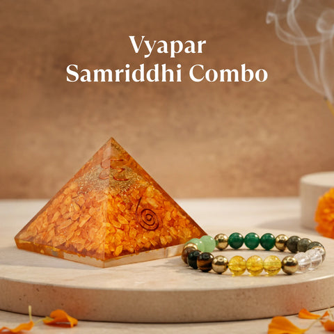 Vyapar Samriddhi Combo - Dhan Yog Bracelet with Citrine Pyramid