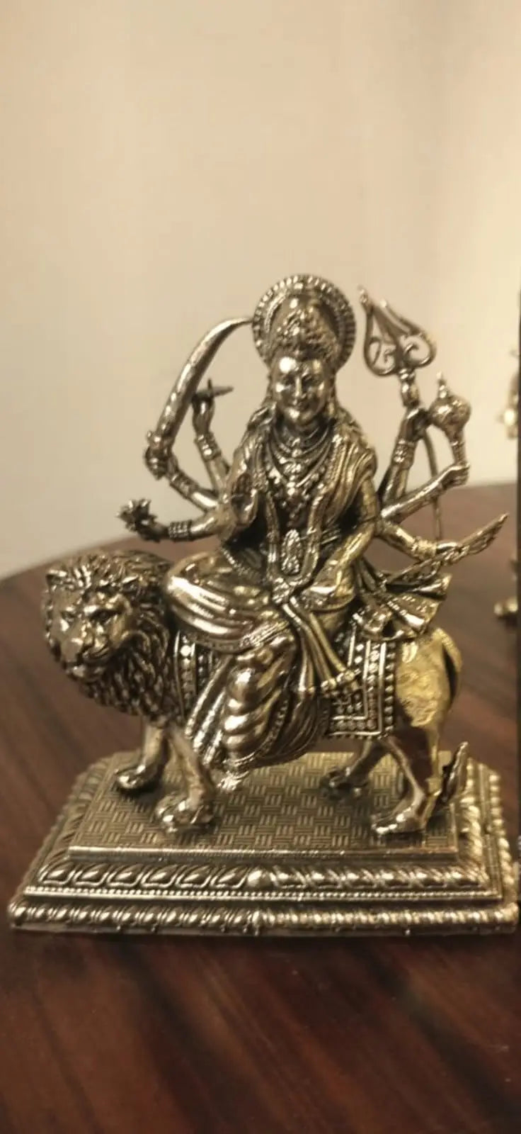 Brass Goddeess Durga Idol on Lion 3 Inch
