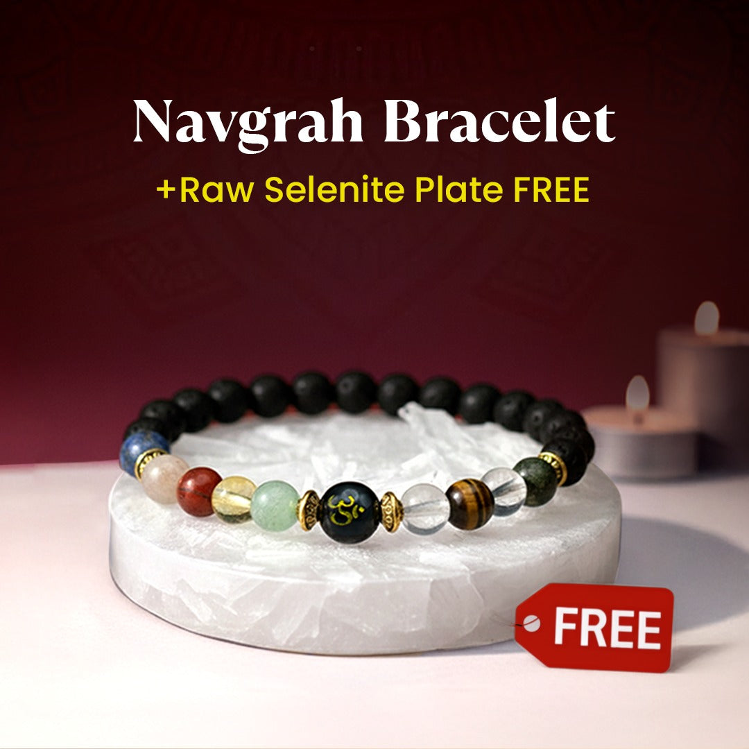 Navgrah Shanti Bracelet with FREE Raw Selenite Plate