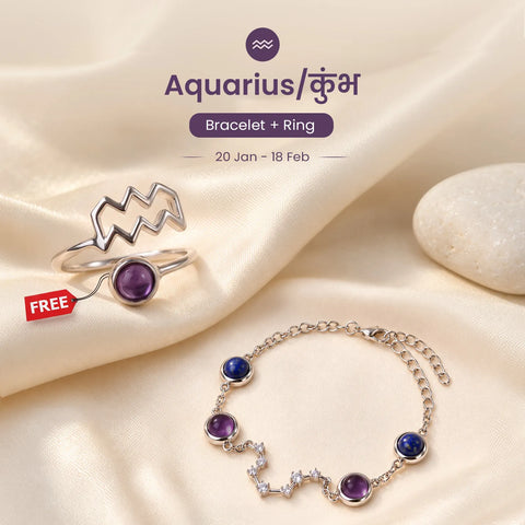 Aquarius Constellation Bracelet with Free Ring