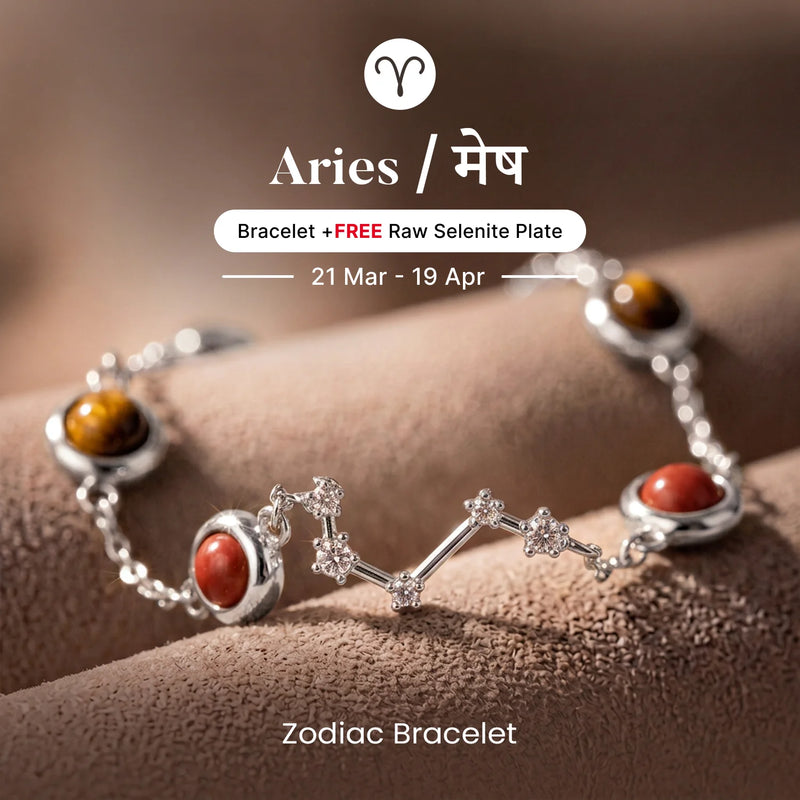 Aries Zodiac Constellation Bracelet for Women with Free Selenite Plate
