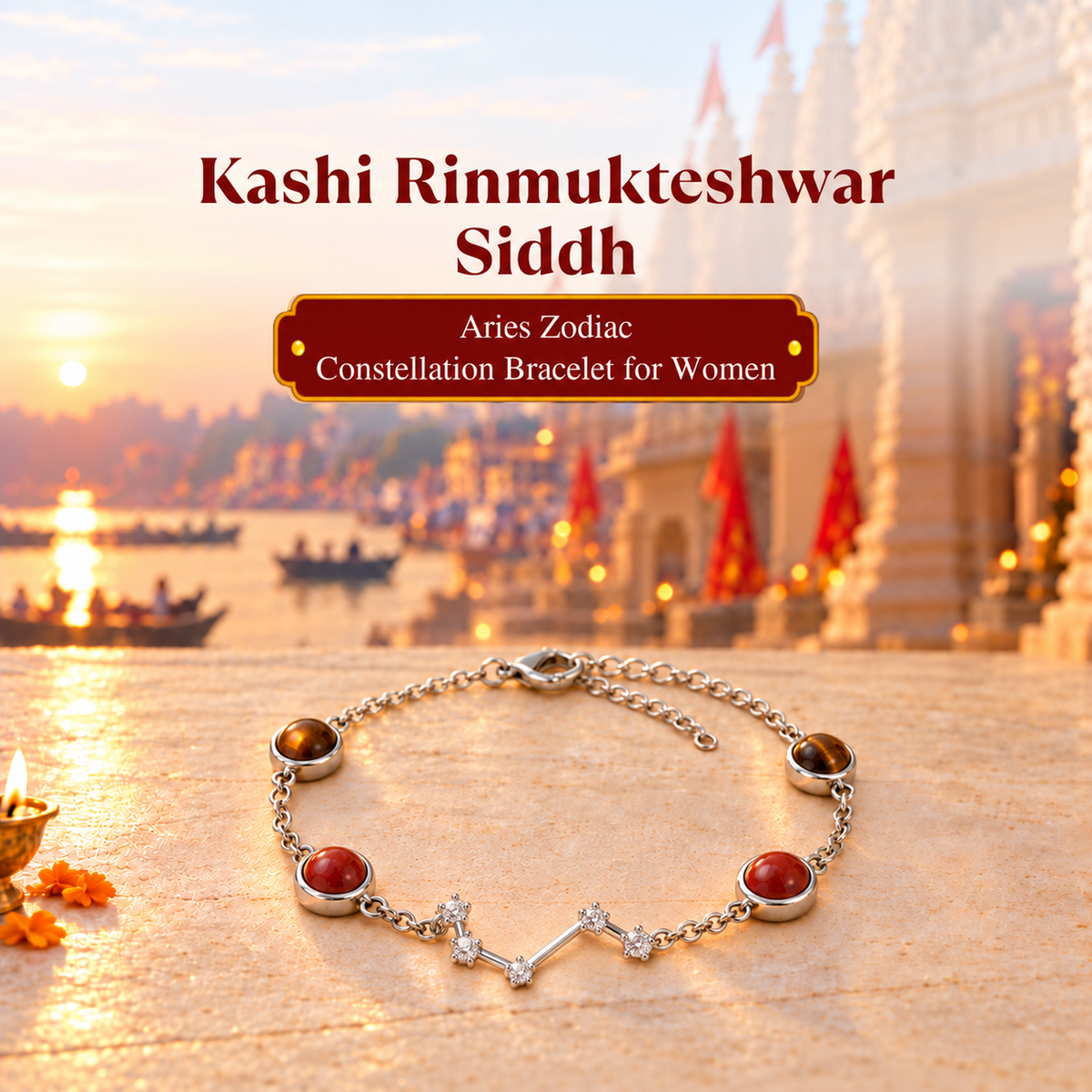 Rinmukteshwar Siddh Aries Zodiac Constellation Bracelet for Women with Free Selenite Plate