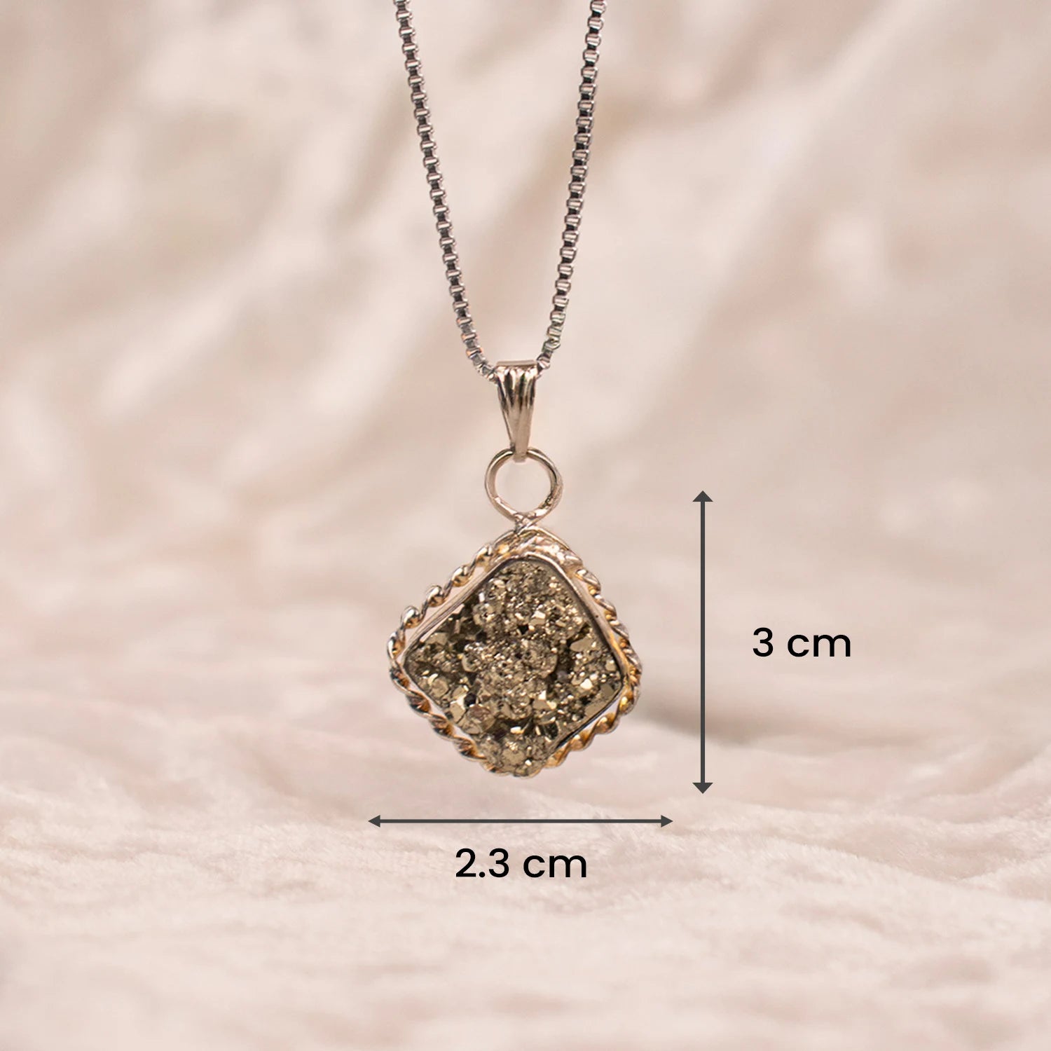 pyrite crystal pendant with chain