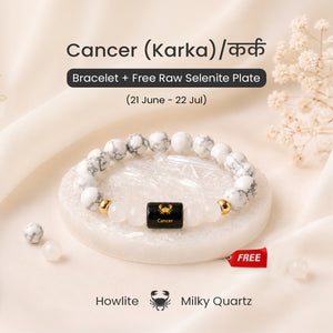 Cancer (कर्क राशि) Zodiac Howlite & Milky Quartz Bracelet