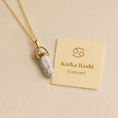 Howlite Pencil Pendant (Karka Rashi) Cancer