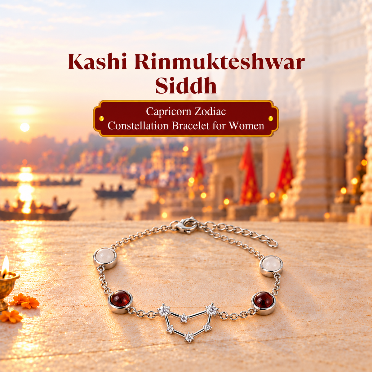 Rinmukteshwar Siddh Capricorn Zodiac Constellation Bracelet for Women with Free Selenite Plate