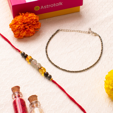 Siddh Dhan Yog Rakhi with Pyrite Anklet