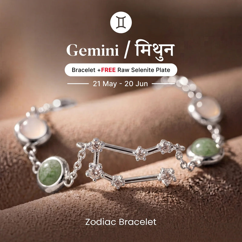Gemini Zodiac Constellation Bracelet for Women with Free Selenite Plate