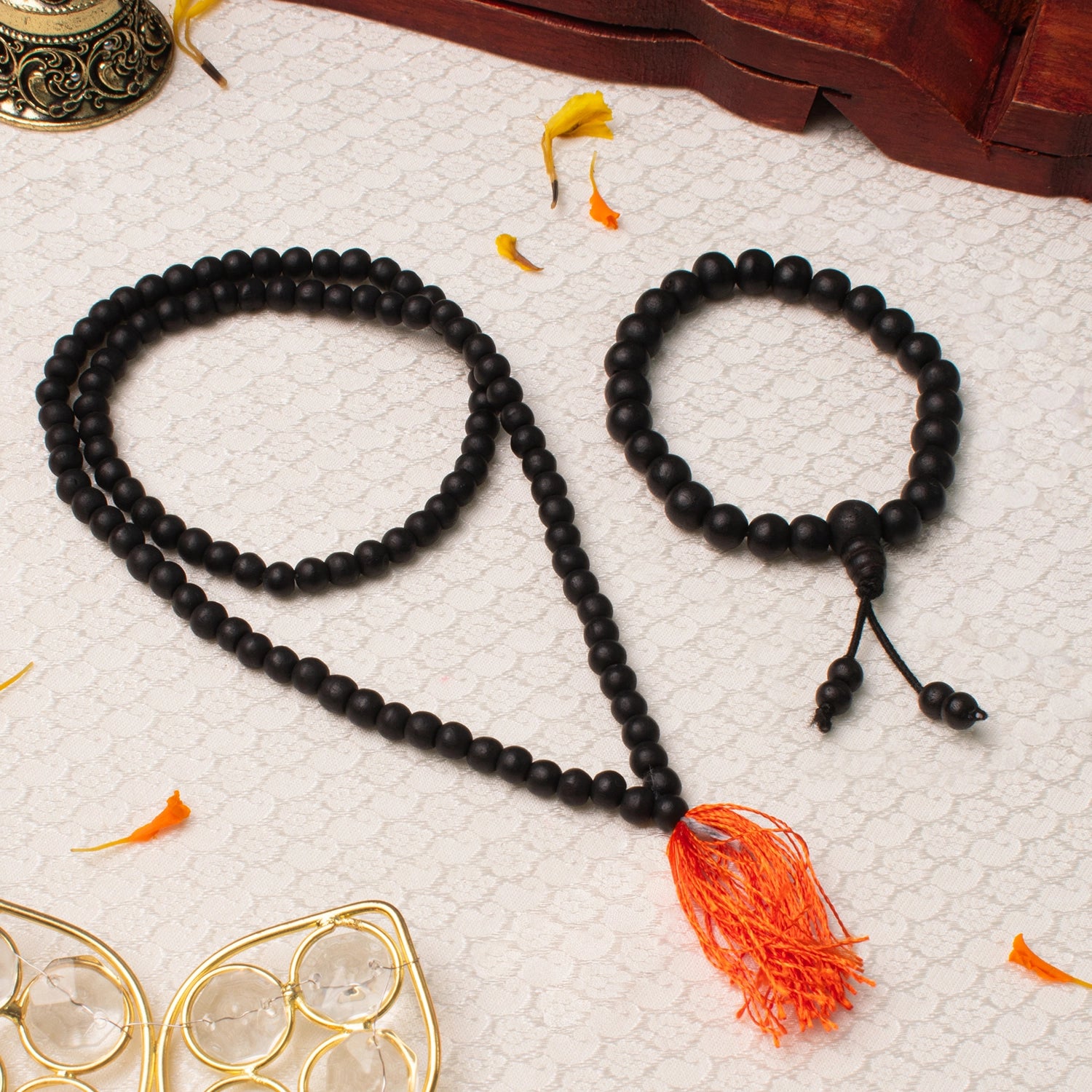 Karungali Malai (6mm, 108+1 Beads) With Karungali Bracelet with Govt. Certification