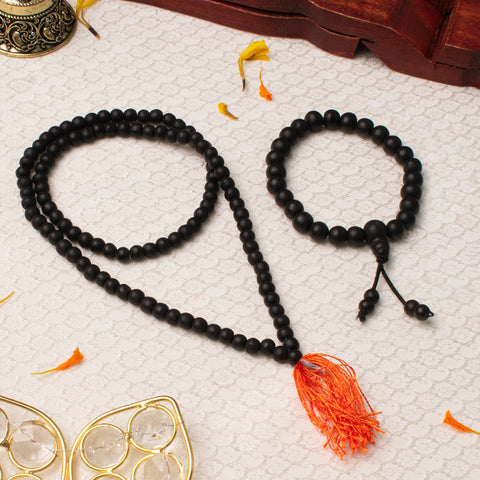 Karungali Malai (6mm, 108+1 Beads) With Karungali Bracelet with Govt. Certification