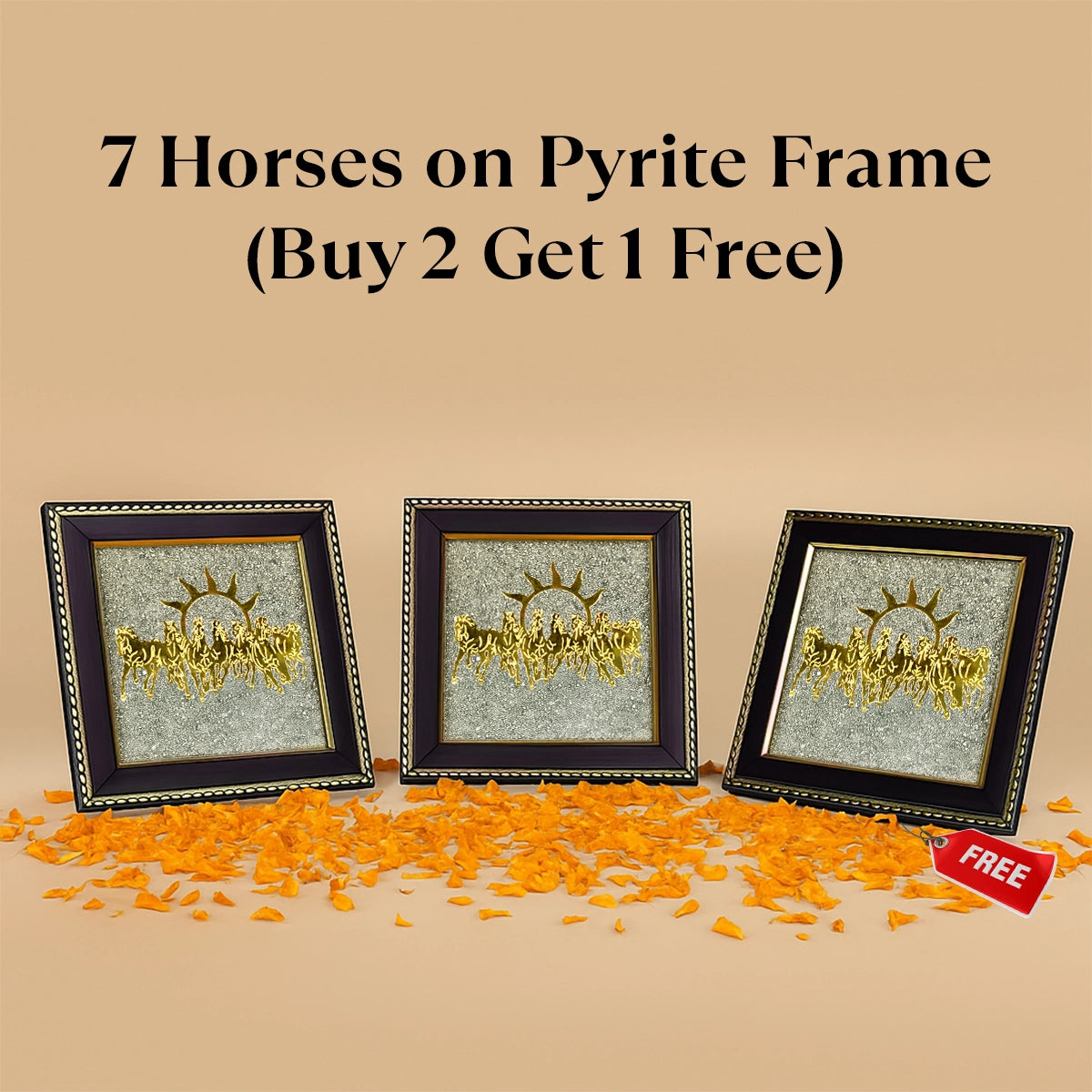 7 Horses on Raw Pyrite Frame (Buy 2 Get 1 FREE)