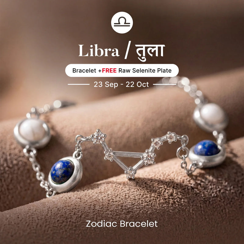 Libra Zodiac Constellation Bracelet for Women with Free Selenite Plate