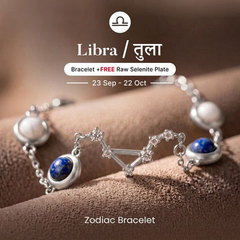 Libra Zodiac Constellation Bracelet for Women with Free Selenite Plate