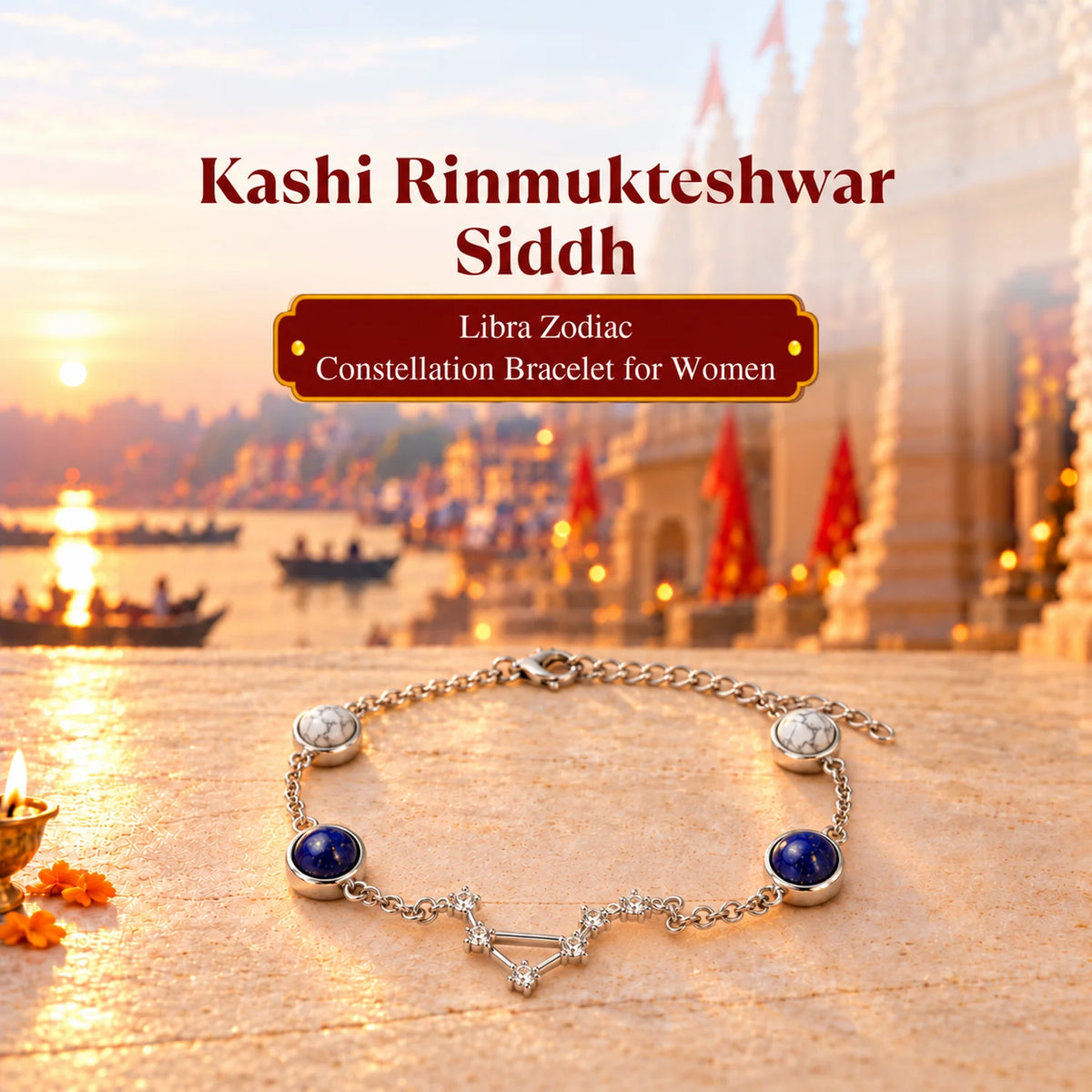 Rinmukteshwar Siddh Libra Zodiac Constellation Bracelet for Women with Free Selenite Plate