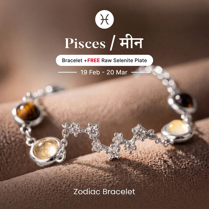 Pisces Zodiac Constellation Bracelet for Women with Free Selenite Plate