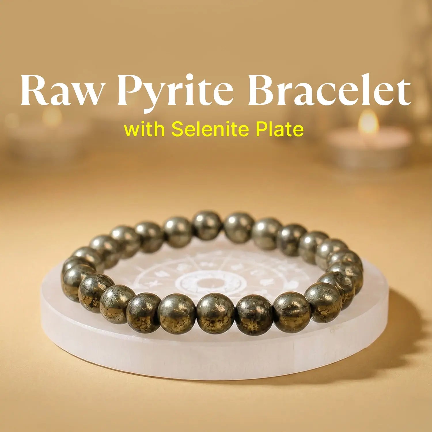 Raw Pyrite Bracelet with Selenite Plate