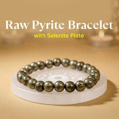 Raw Pyrite Bracelet with Selenite Plate