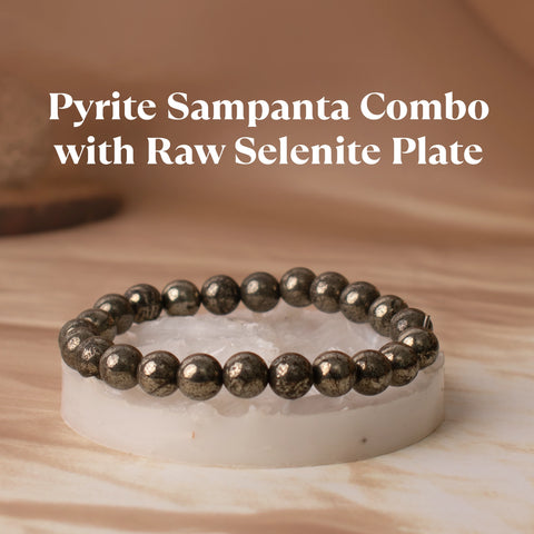 Pyrite Sampanta Combo with Raw Selenite Plate