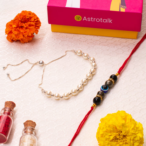Siddh Raj Yog Rakhi with Pearl Bracelet