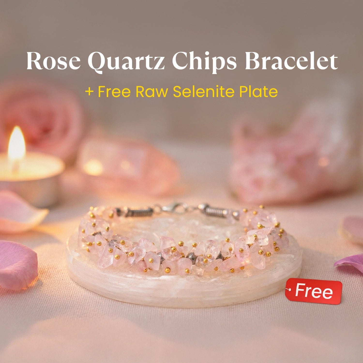 Love Attraction Chips Bracelet with FREE Raw Selenite Plate