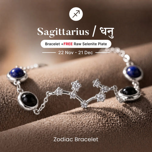 Sagittarius Zodiac Constellation Bracelet for Women with Free Selenite Plate