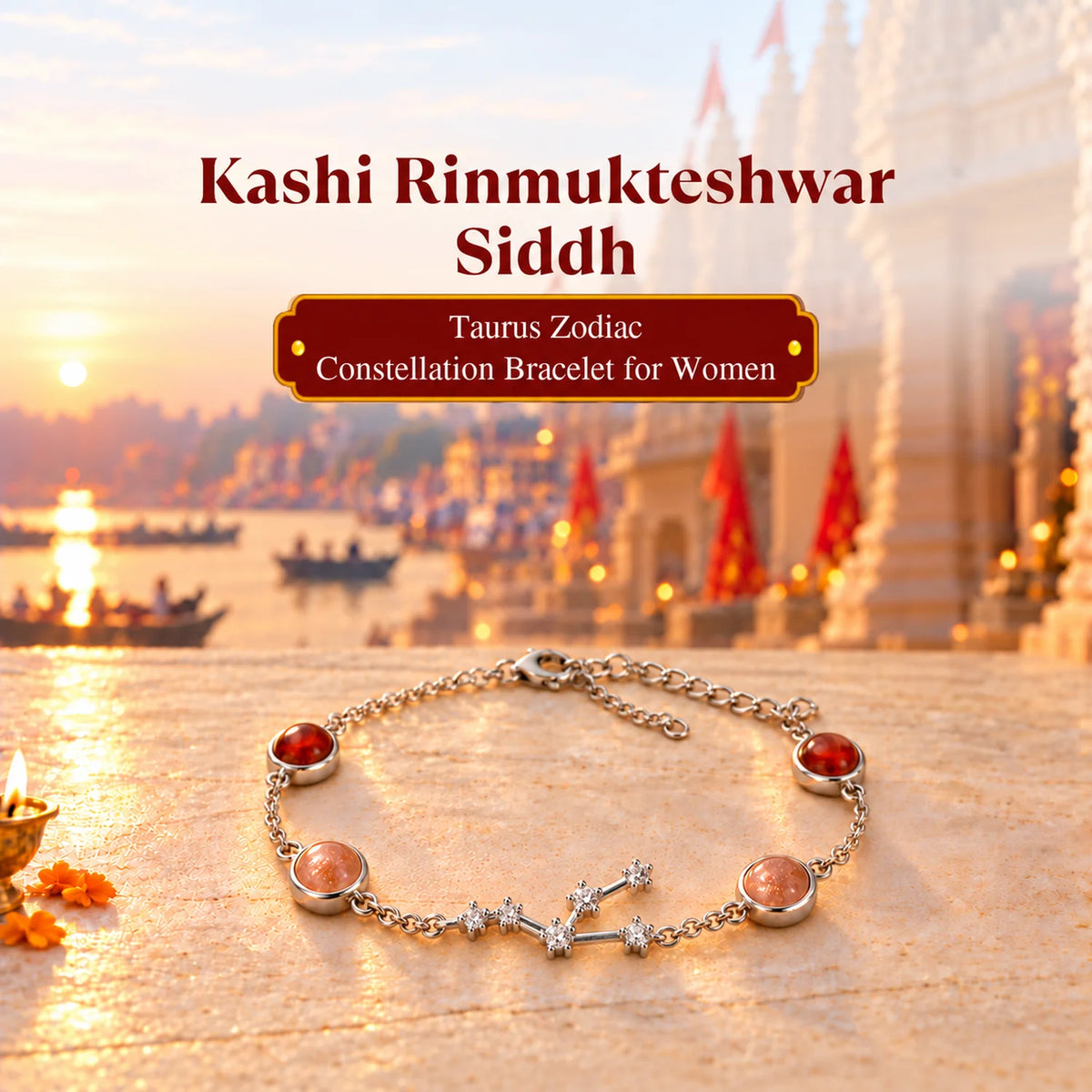 Rinmukteshwar Siddh Taurus Zodiac Constellation Bracelet for Women with Free Selenite Plate